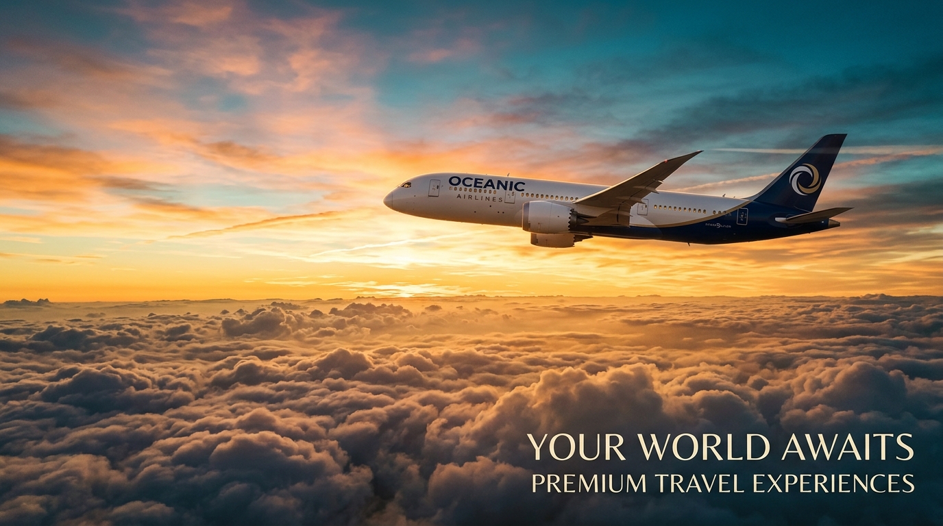 Avión comercial de Vita Travel al atardecer sobre las nubes